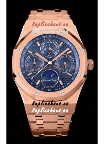 Audemars Piguet Royal Oak Perpetual Calendar Swiss Replica 904L Steel in Rose Gold Casing