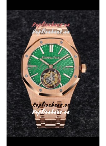 Audemars Piguet Royal Oak Flying Tourbillon 41mm in 904L Rose Gold with Green Dial