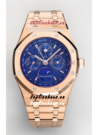 Audemars Piguet Royal Oak Perpetual Calendar Swiss Replica 904L Steel in Rose Gold Casing