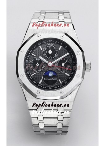 Audemars Piguet Royal Oak Perpetual Calendar Swiss Replica 904L Steel - Black Dial 