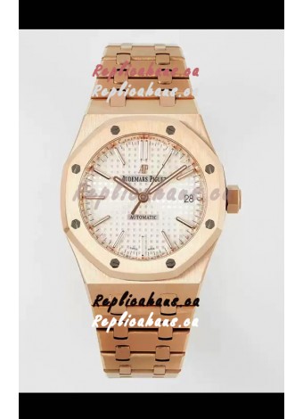 Audemars Piguet Royal Oak 37MM White Dial Rose Gold Watch in 3120 Movement - 1:1 Mirror Replica