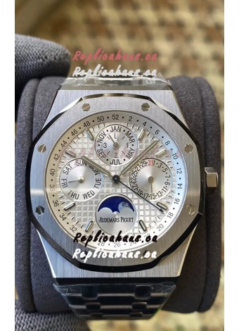 Audemars Piguet Royal Oak Perpetual Calendar Swiss Replica 904L Steel in Steel White Dial 