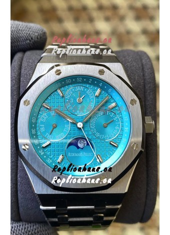 Audemars Piguet Royal Oak Perpetual Calendar Swiss Replica 904L Steel in Cyan Blue Dial