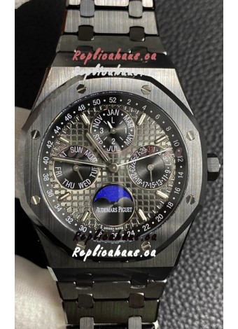Audemars Piguet Royal Oak Perpetual Calendar Swiss Replica Black PVD Casing in Black Dial 