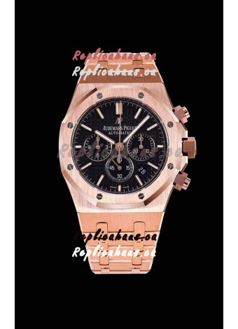 Audemars Piguet Royal Oak Chronograph Pink Gold Case Black Dial - 1:1 Mirror Replica