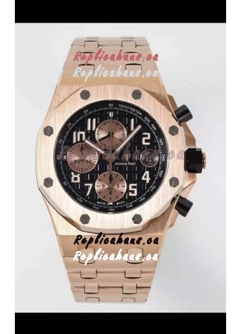 Audemars Piguet Royal Oak Offshore Black Dial Chronograph 1:1 Mirror Replica Watch - Rose Gold 