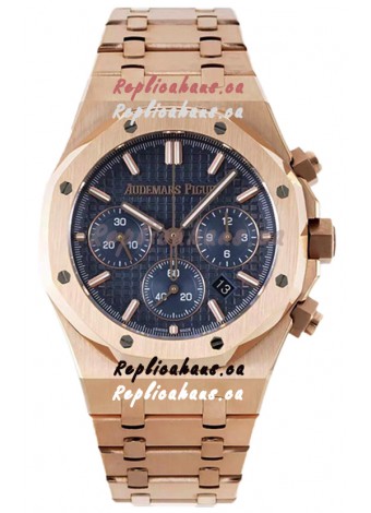 Audemars Piguet Royal Oak Chronograph 1:1 Mirror Replica - Rose Gold Casing Blue Dial in 41MM