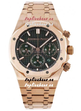 Audemars Piguet Royal Oak Chronograph 1:1 Mirror Replica - Rose Gold Casing Green Dial in 41MM