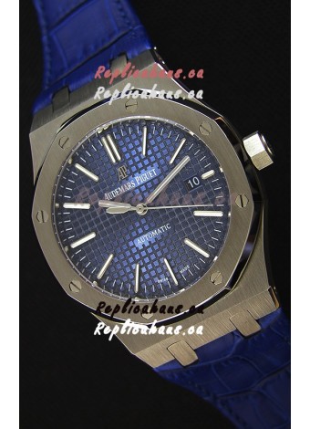 Audemars Piguet Royal Oak 41MM Blue Dial Leather Strap - 1:1 Mirror Ultimate Edition