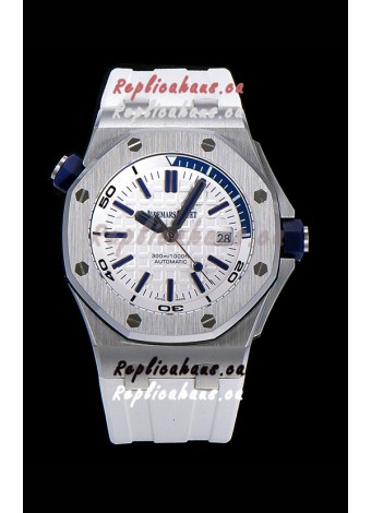 Audemars Piguet Royal Oak Diver Swiss Replica Watch White Dial 1:1 Quality 3120 Movement 904L Steel 
