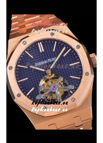 Audemars Piguet Royal Oak Tourbillon 41mm Blue Dial in 904L Steel Rose Gold Casing