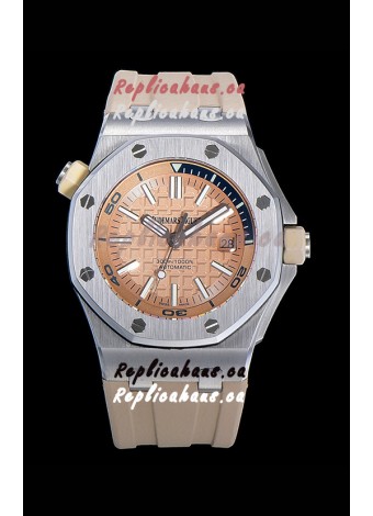 Audemars Piguet Royal Oak Diver Swiss Replica Light Pink Dial 1:1 Quality 3120 Movement 904L Steel 