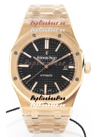 Audemars Piguet Royal Oak 15400 41MM Rose Gold Black Dial Super Clone Replica Watch 