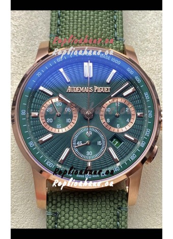 Audemars Piguet CODE 11.59 Chronograph Swiss Replica Watch in Rose Gold Casing Green Dial 