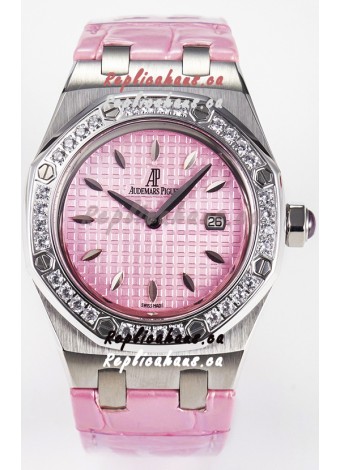 Audemars Piguet Royal Oak 33MM 904L Steel Quartz Pink Dial Swiss Replica Watch 
