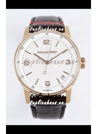 Audemars Piguet CODE 11.59 15210R Swiss Replica Watch in Rose Gold White Dial 41MM