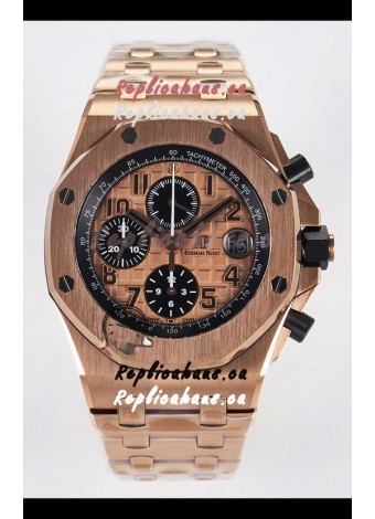 Audemars Piguet Royal Oak Offshore Rose Gold BRICK Dial 1:1 Super Clone Replica Watch - 904L Steel