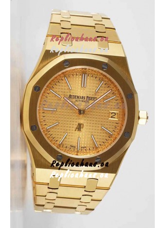 Audemars Piguet Royal Jumbo Oak Extra Thin Swiss Replica Yellow Gold - 1:1 Mirror Replica Watch Gold Dial
