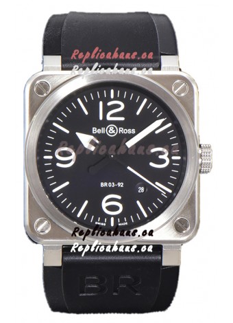 Bell and Ross BR03-92 Black Dial 904L Steel Swiss Replica Watch 