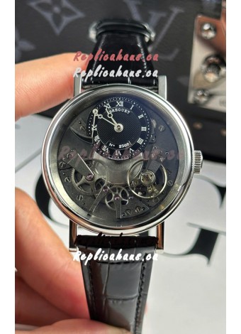 Breguet Tradition 7057BR/R9/9W6 Steel Casing Single Tourbillon Swiss Replica Black Strap Watch