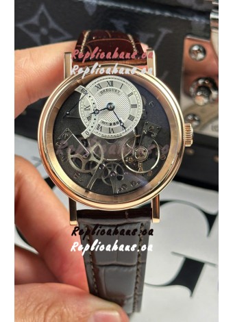 Breguet Tradition 7057BR/R9/9W6 Rose Gold Casing Single Tourbillon Swiss Replica Brown Strap Watch