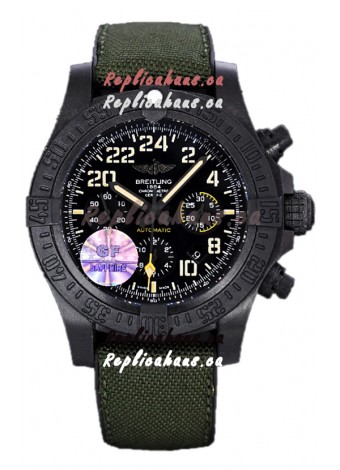 Breitling Avenger Hurricane Chronograph Black Dial Khaki Nylon - DLC Coating Swiss Replica Watch