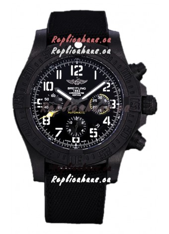 Breitling Avenger Hurricane Chronograph Black Dial Nylon Strap - DLC Coating Swiss Replica Watch