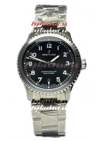 Breitling Navitimer Aviator 8 Automatic 41 Black Dial Steel Strap 1:1 Mirror Swiss Replica Watch 