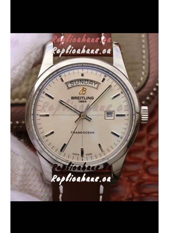 Breitling Transocean Day & Date Swiss Replica Watch in White Dial 1:1 Mirror Edition