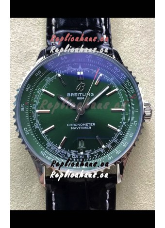 Breitling Navitimer 1 Automatic Swiss Replica Watch in Green Dial - Leather Strap