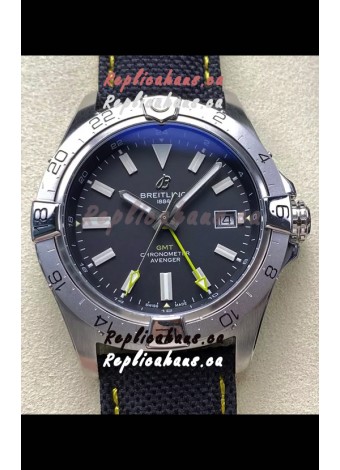 Breitling Avenger GMT Automatic 44 Swiss 1:1 Super Clone Replica Watch - Black Dial 