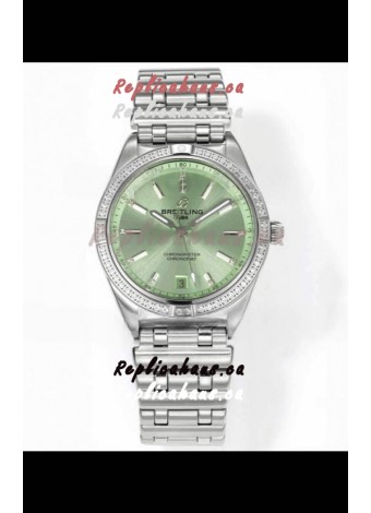 Breitling Chronomat 36MM Stainless Steel Casing 1:1 Mirror Replica Watch Green Dial