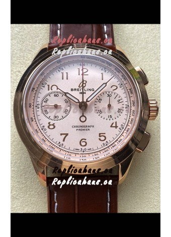 Breitling Premier B01 Chronograph 42 Edition Rose Gold White Dial - 1:1 Mirror Replica Watch