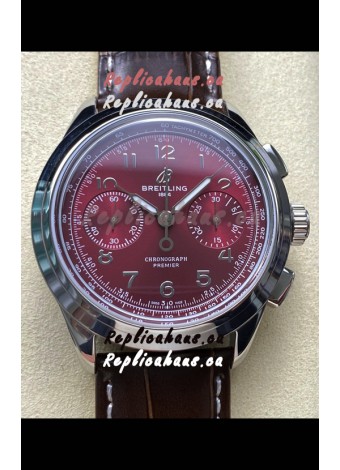 Breitling Premier B01 Chronograph 42 Edition Steel Casing Maroon Dial - 1:1 Mirror Replica Watch