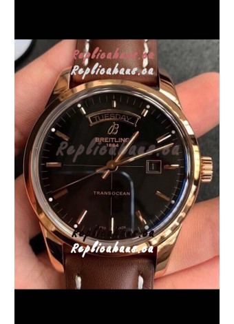 Breitling Transocean Day & Date Swiss Replica Watch in Black Dial 1:1 Mirror Edition