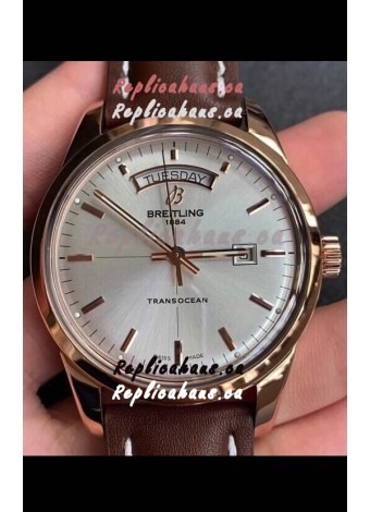 Breitling Transocean Day & Date Swiss Replica Watch in White Dial 1:1 Mirror Edition