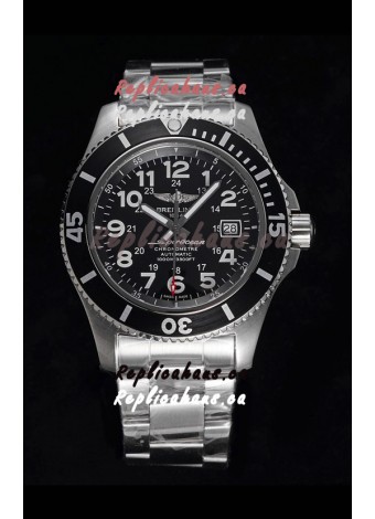 Breitling SuperOcean II 44mm 904L Steel Case 1:1 Mirror Replica Watch in Black Dial 
