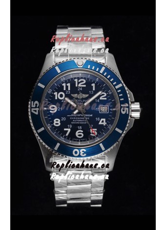 Breitling SuperOcean II 44mm 904L Steel Case 1:1 Mirror Replica Watch in Blue Dial 