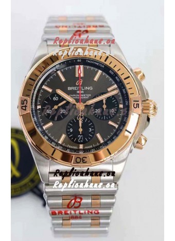Breitling Chronomat B01 42 Edition Swiss 904L Steel 2 Tone Rose Gold with Grey Dial 1:1 Mirror Replica Watch