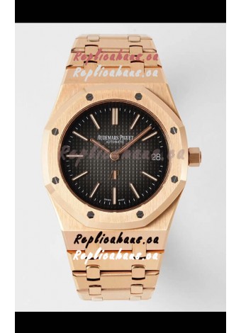 Audemars Piguet Royal Jumbo Oak Extra Thin Swiss Replica Rose Gold - 1:1 Mirror Replica Watch