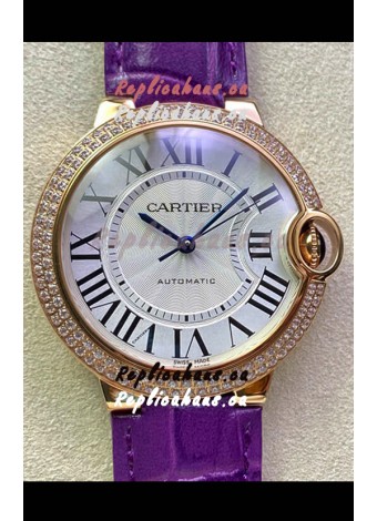Ballon De Cartier Swiss Automatic 1:1 Mirror Quality 36MM in Rose gold Casing