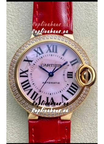 Ballon De Cartier Swiss Automatic 1:1 Mirror Quality 33MM in Rose Gold Pink Pearl Dial