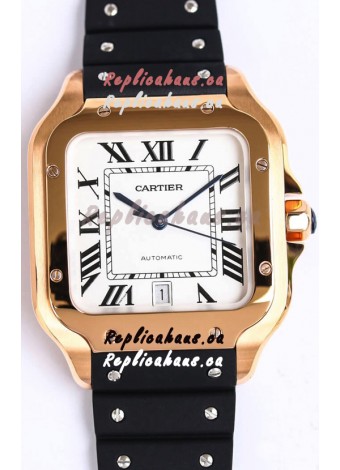 Santos De Cartier Rose Gold Casing 1:1 Mirror Swiss Replica Watch 40MM