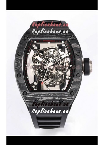 Richard Mille RM055 Black Carbon Casing 1:1 Mirror Replica Watch in Black Strap