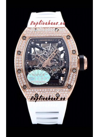 Richard Mille RM035 AMERICAS 18K Rose Gold Replica Watch in White Strap