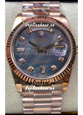 Rolex Day Date 36MM 118235 Rose Gold in Pearl Dial 1:1 Mirror Replica Watch