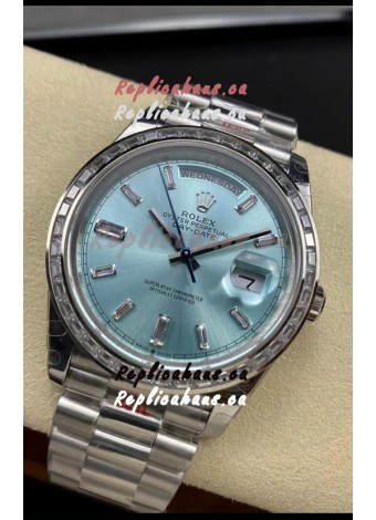 Rolex Day Date M228396TBR-0002 904L Steel 40MM - Ice Blue Dial 1:1 Mirror Replica