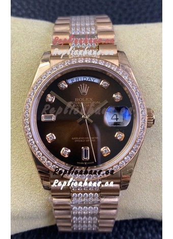Rolex Day Date Presidential M128345rbr-0041 18K Rose Gold Watch 36MM - Brown Dial 1:1 Mirror Quality