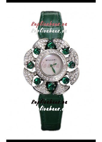 Bvlgari Divas's Dream Edition Watch in Steel Casing - Diamonds Paved Bezel Swiss Replica