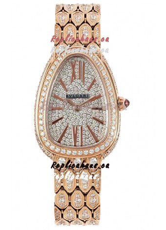 Bvlgari Serpenti Seduttori Edition Watch in Diamonds Paved Yellow Gold Casing - 1:1 Mirror Replica